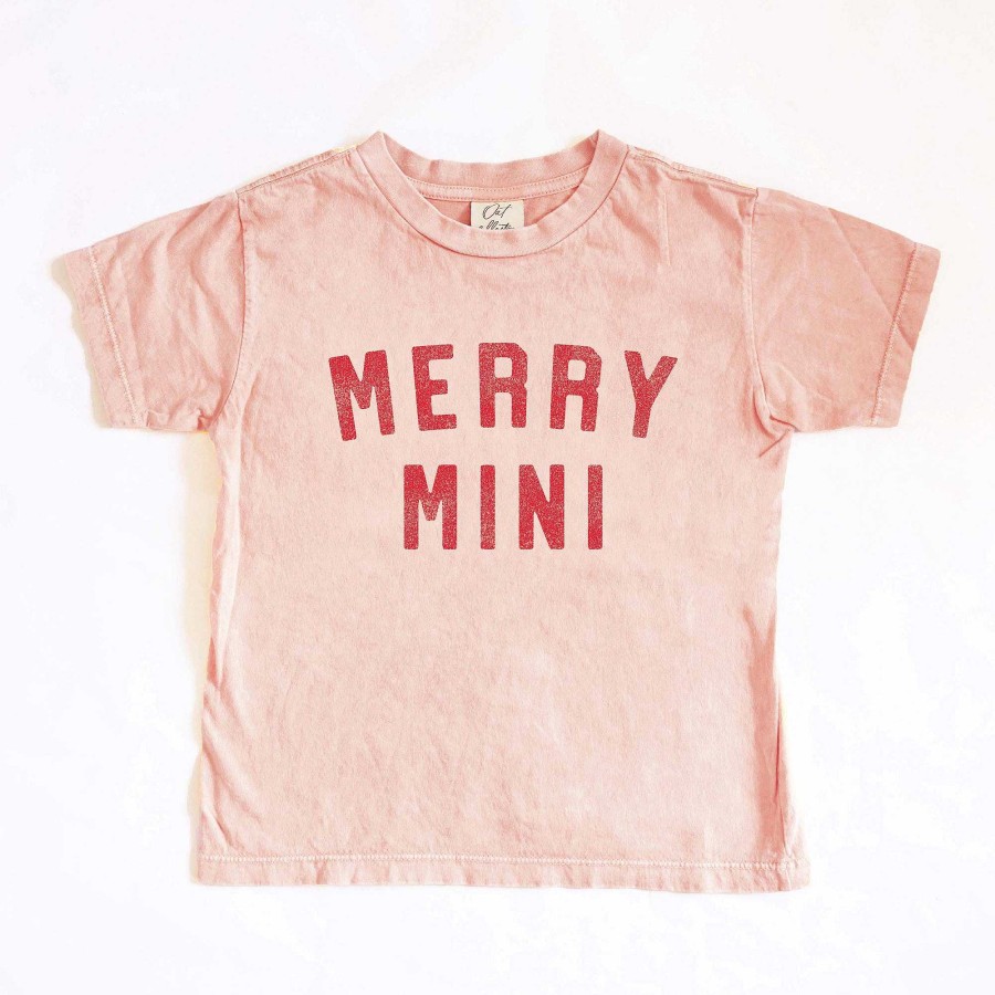 Girl Oat Collective | Merry Mini Toddler Washed Graphic Tee, Soft Pink