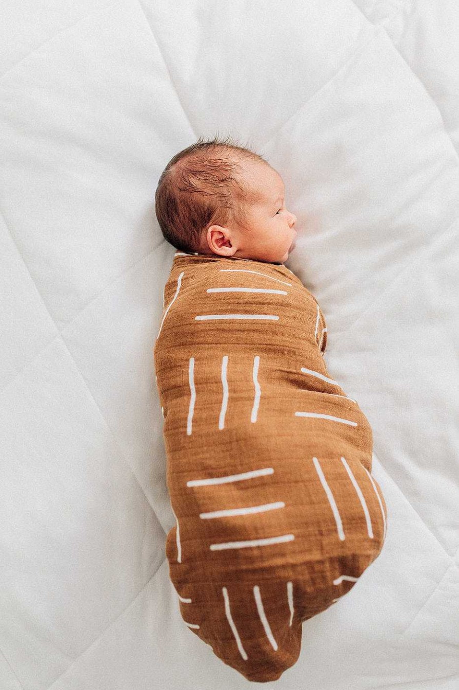 Baby Stuff Mebie Baby | Muslin Swaddle, Cinnamon Mudcloth