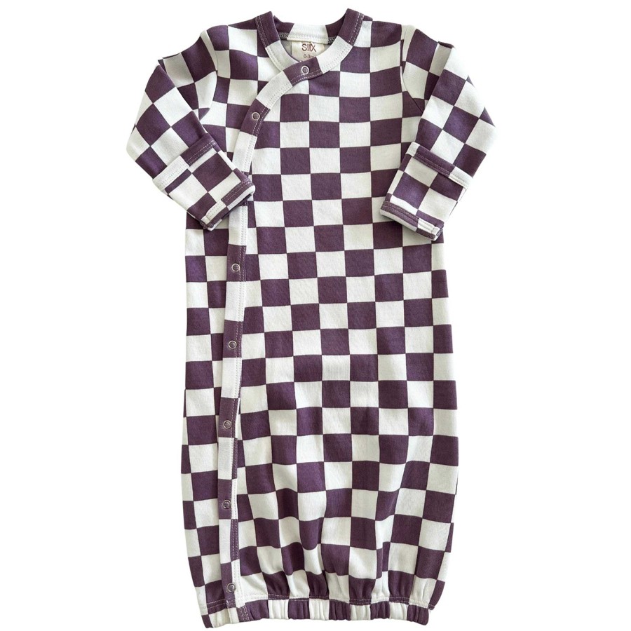 Boy SIIX Collection | Berry Cheesecake Checkerboard / Organic Gown