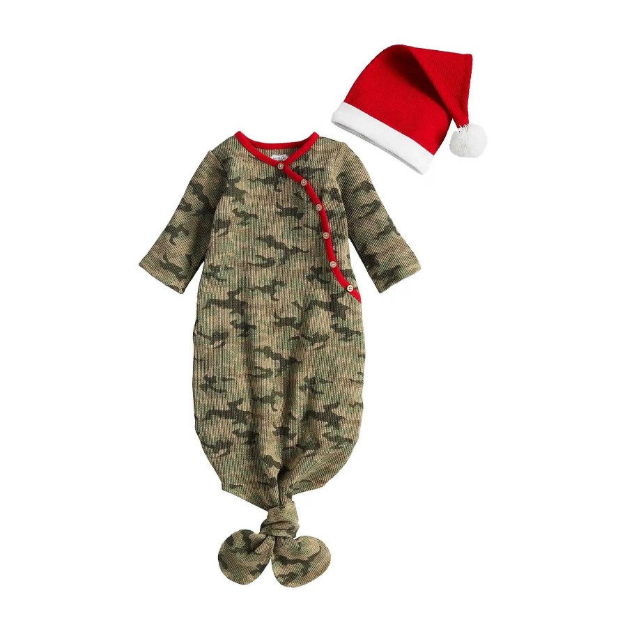 Boy Mud Pie | Gown & Santa Hat Set, Camo