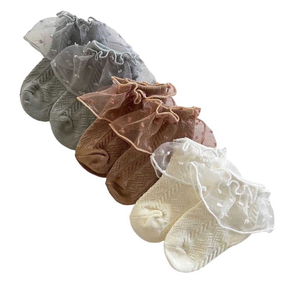 Accessories Sold by SpearmintLOVE | 3-Pack Fancy Sneaker Socks, Grey, Beige, White