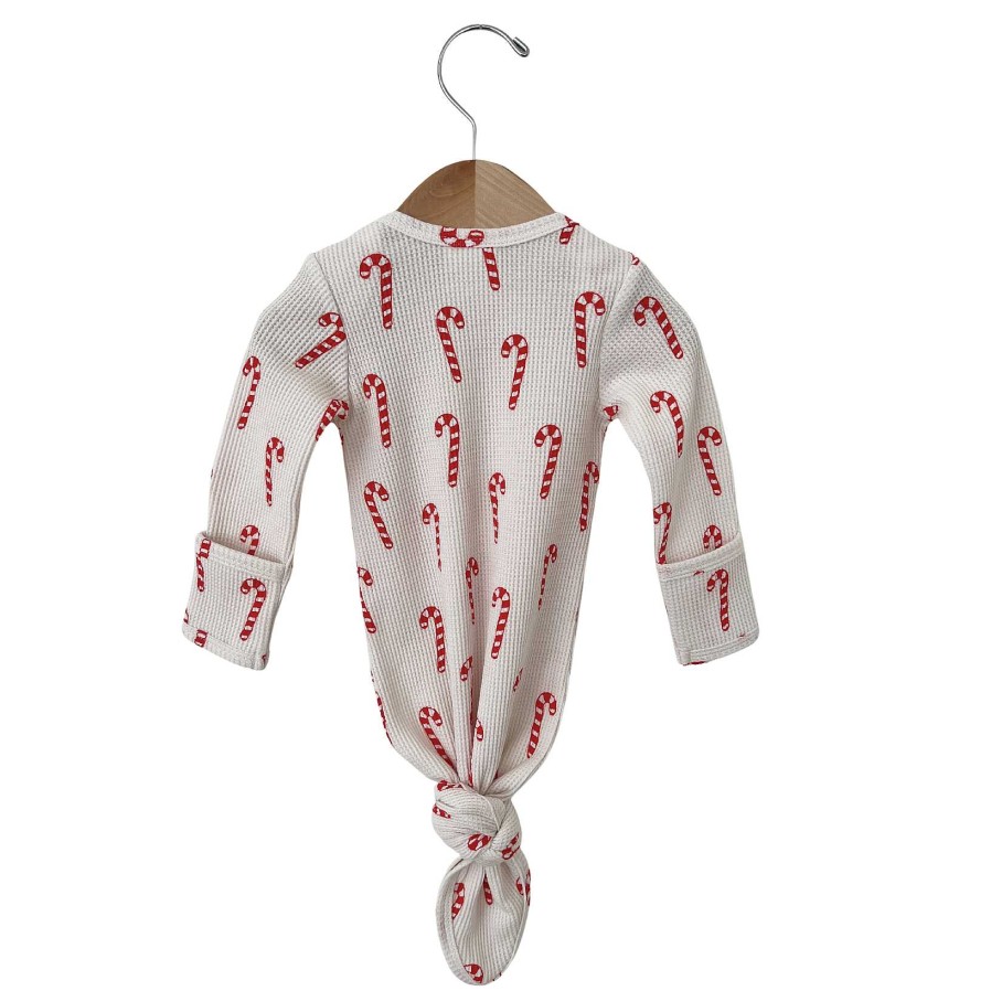 Boy SpearmintLOVE | Organic Waffle Knotted Gown, Candy Cane