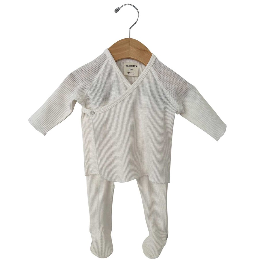 Girl SpearmintLOVE | Organic Waffle Kimono & Pant Set, Winter White