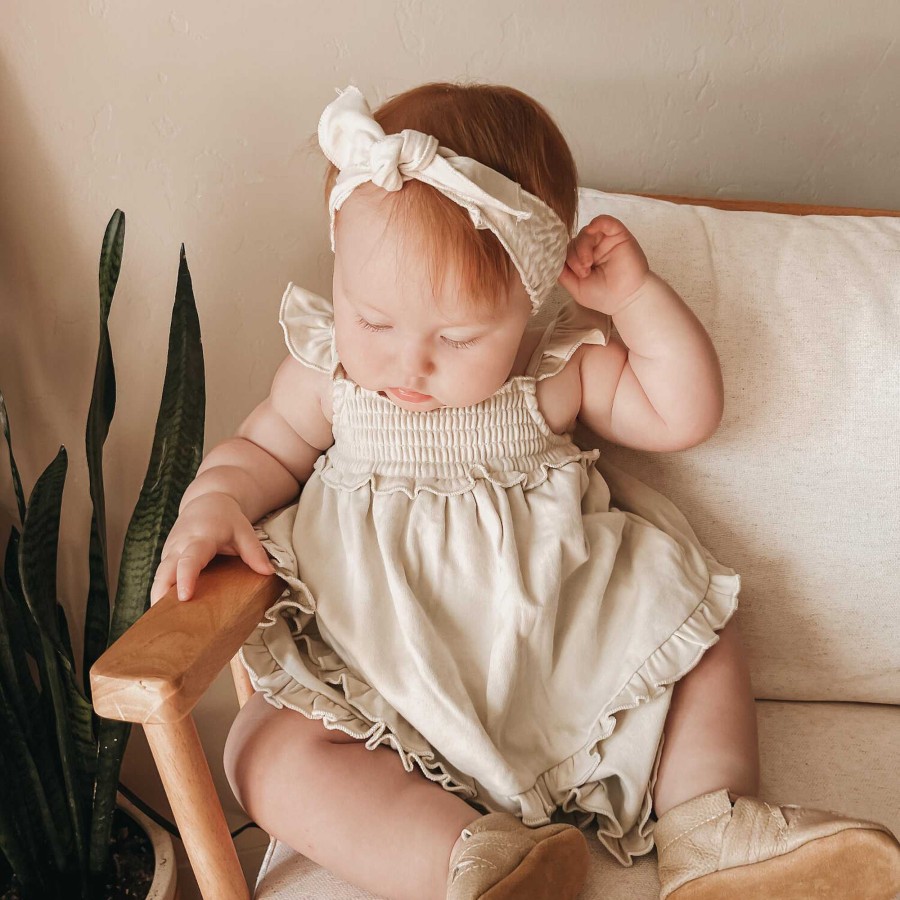 Girl L'ovedbaby | Organic Smocked Summer Dress, Stone