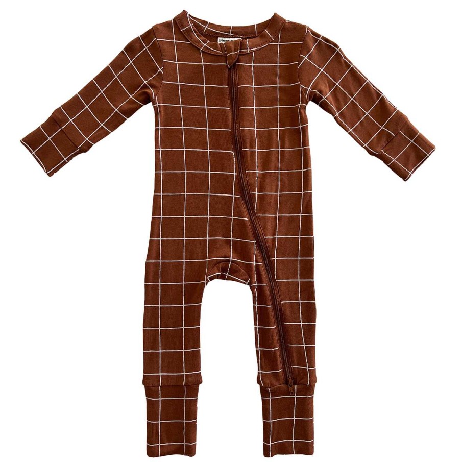 Girl SpearmintLOVE | 2-Way Convertible Zip Romper, Truffle Windowpane