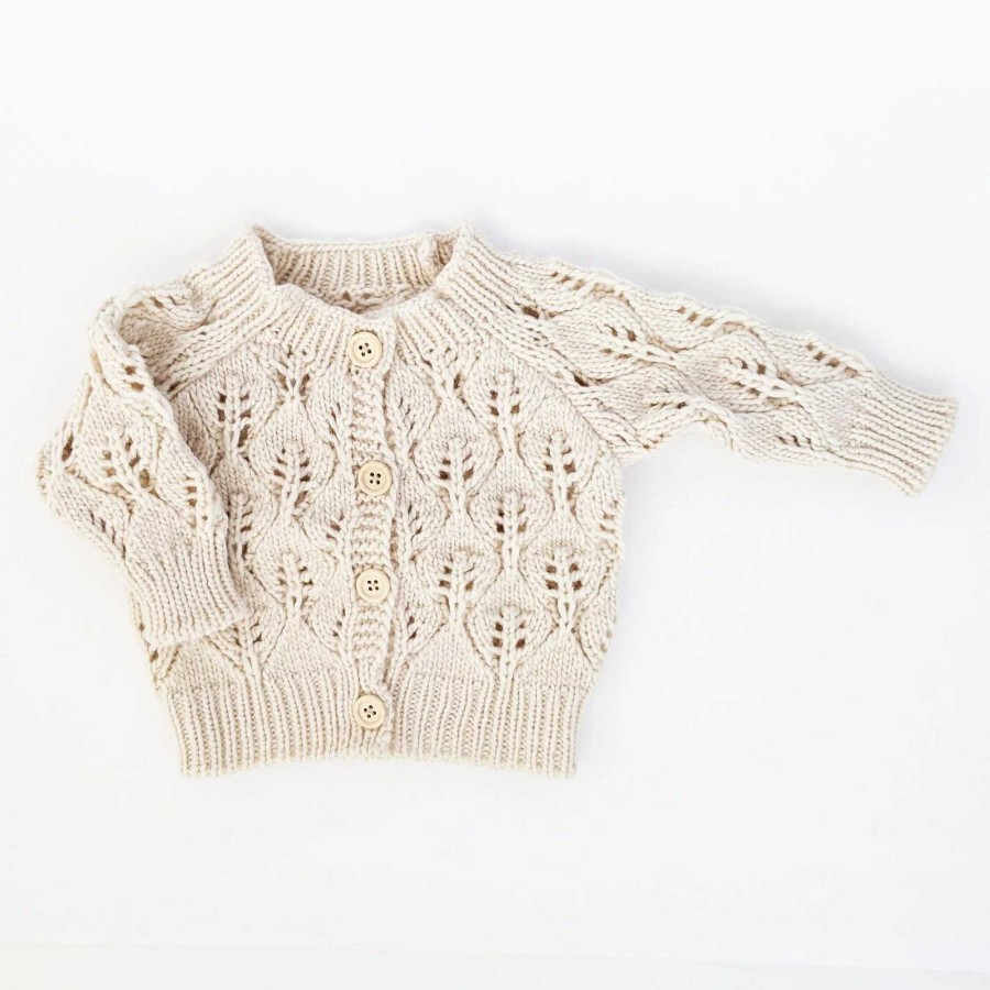 Boy Huggalugs | Leaf Lace Cardigan Sweater, Natural