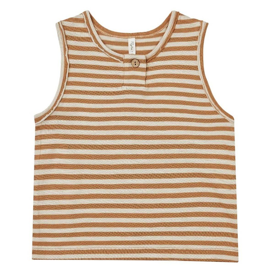 Boy Rylee & Cru | Rylee & Cru Jersey Button Tank, Camel Stripe