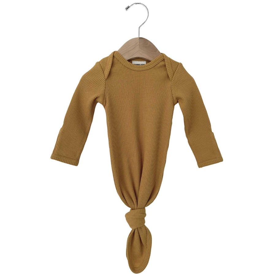 Boy SpearmintLOVE | Organic Waffle Knotted Gown, Honey