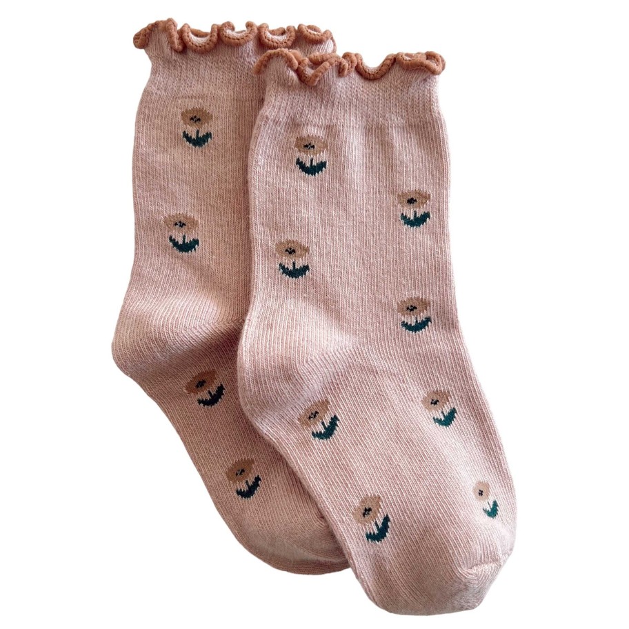 Accessories Sold by SpearmintLOVE | Lettuce Edge Socks, Pink Flower