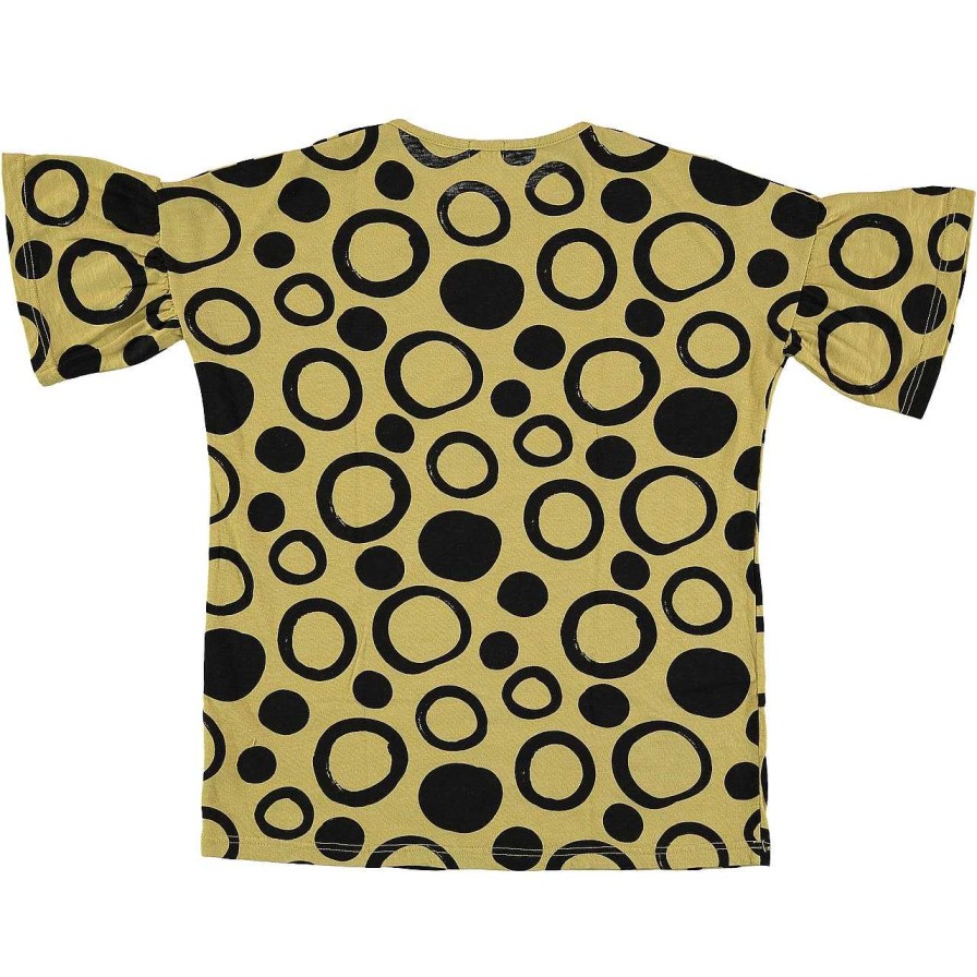 Girl Picnik | Bell Sleeve Dress, Yellow/Black Circles