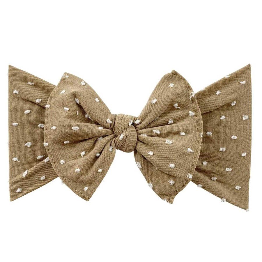 Girl Baby Bling Bows | Shabby Knot Bow, Mocha/White Dot