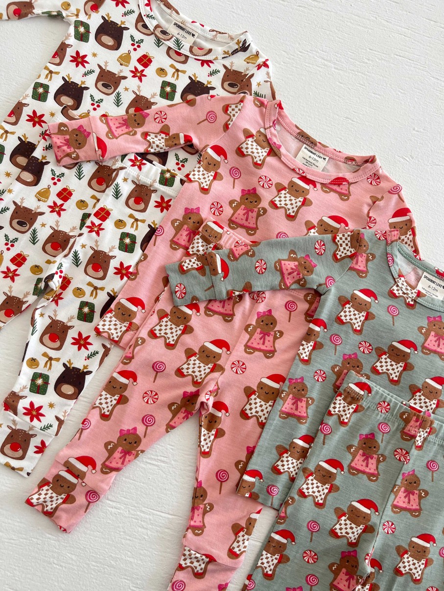 Girl SpearmintLOVE | 2-Piece Set, Gingerbread Friends Pink