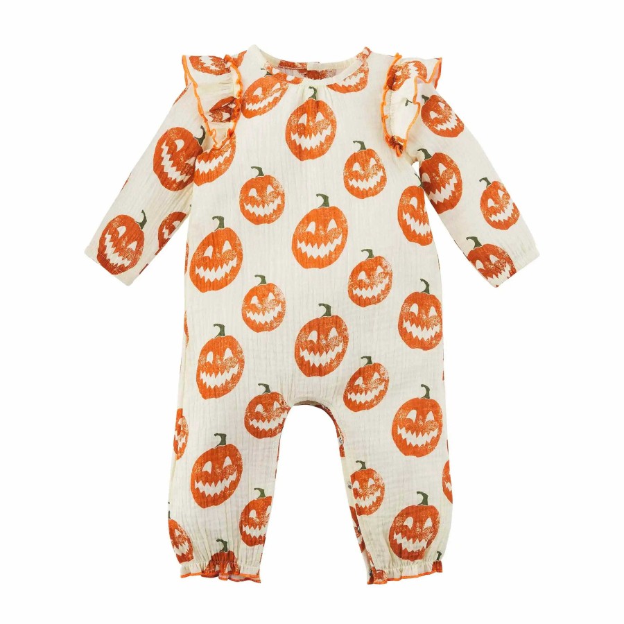 Girl Mud Pie | One-Piece Romper, Jack-O-Lantern