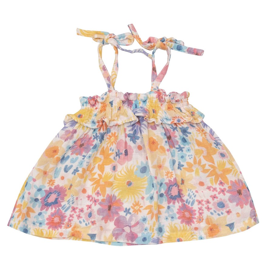 Girl Angel Dear | Ruffle Top & Bloomer, Painty Bright Floral