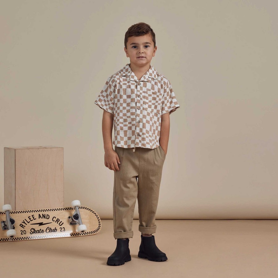 Boy Rylee & Cru | Rylee & Cru Lapel Collar Shirt, Sand Check