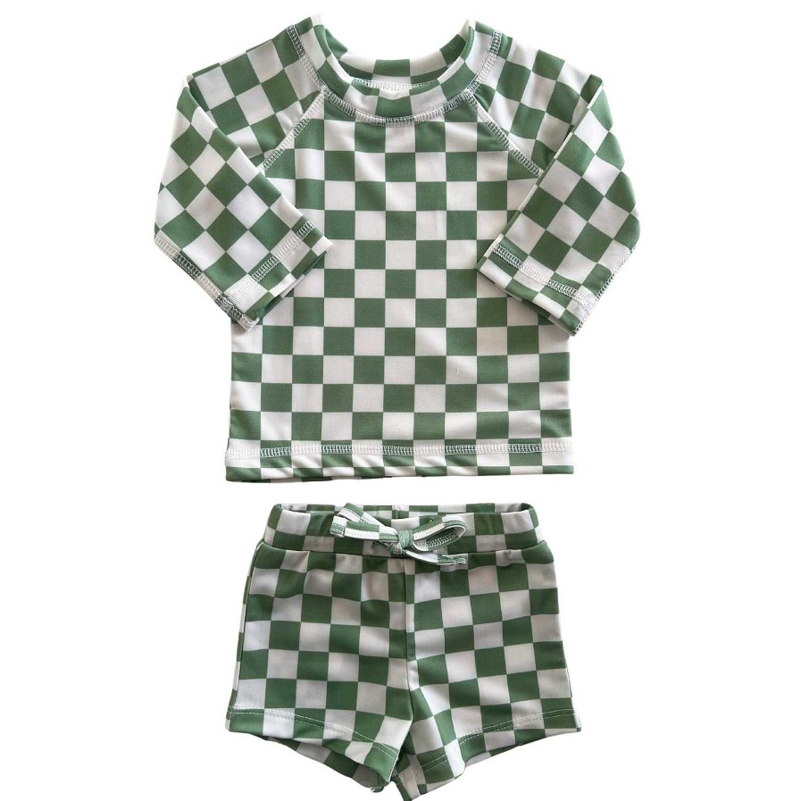 Boy SIIX Collection | Lime Checkerboard / Mar Rashguard Set / Upf 50+