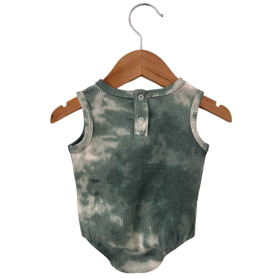 Girl SpearmintLOVE | Organic Waffle Bubble Romper, Matcha Tie Dye