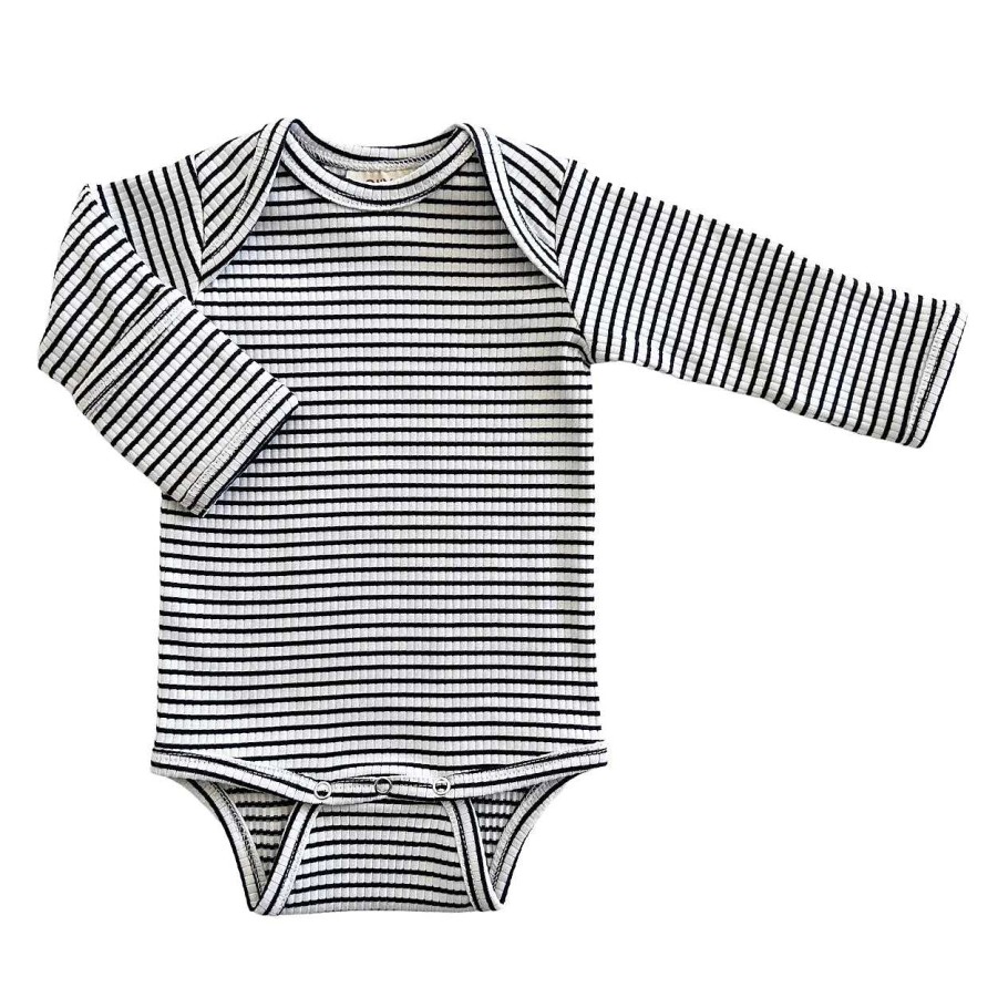 Girl SIIX Collection | Black Stripe / Organic Ribbed Long Sleeve Bodysuit