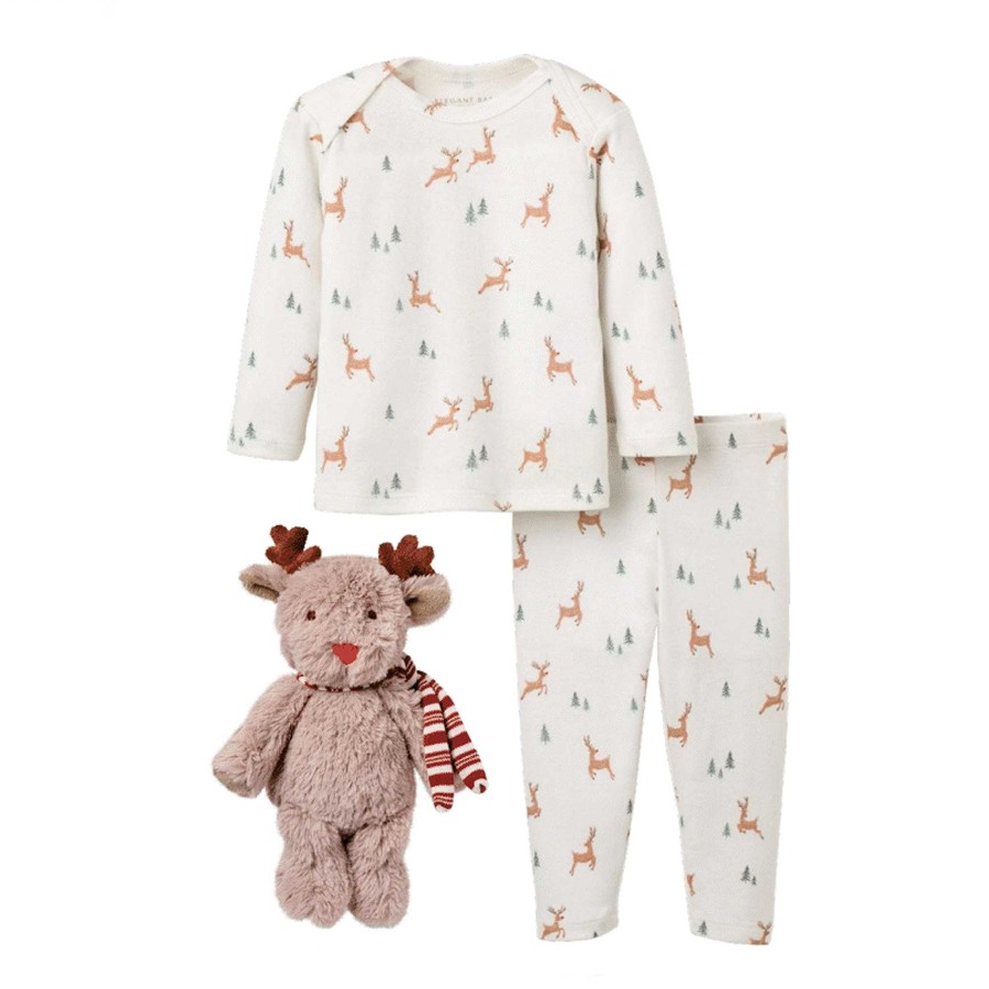 Boy Elegant Baby | Organic Pj & Toy Box Set, Reindeer