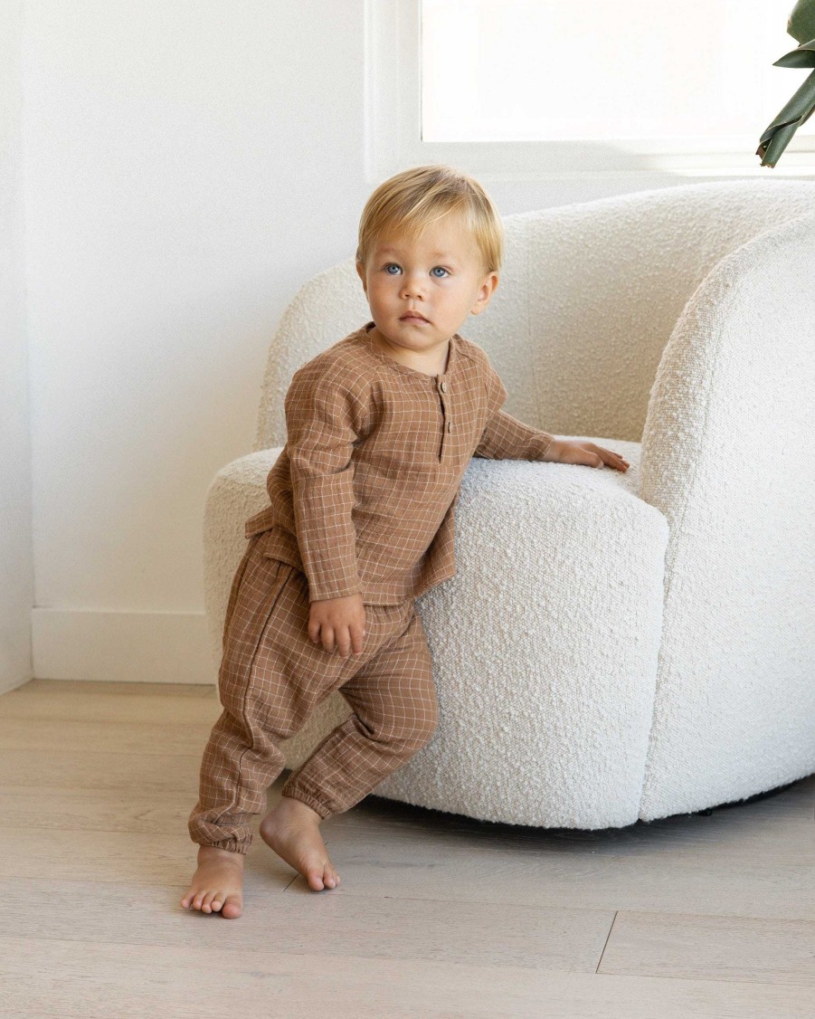 Boy Quincy Mae | Organic Zion Shirt, Cinnamon Grid