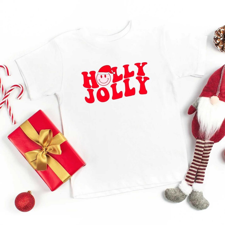 Boy The Juniper Shop | Holly Jolly Happy Face Short Sleeve Tee, White