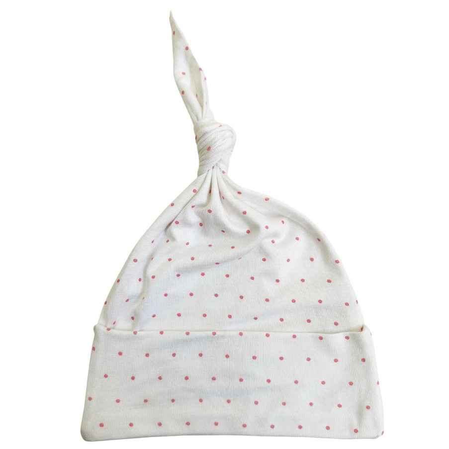 Accessories SpearmintLOVE | Newborn Knot Beanie, Pink Polka Dot