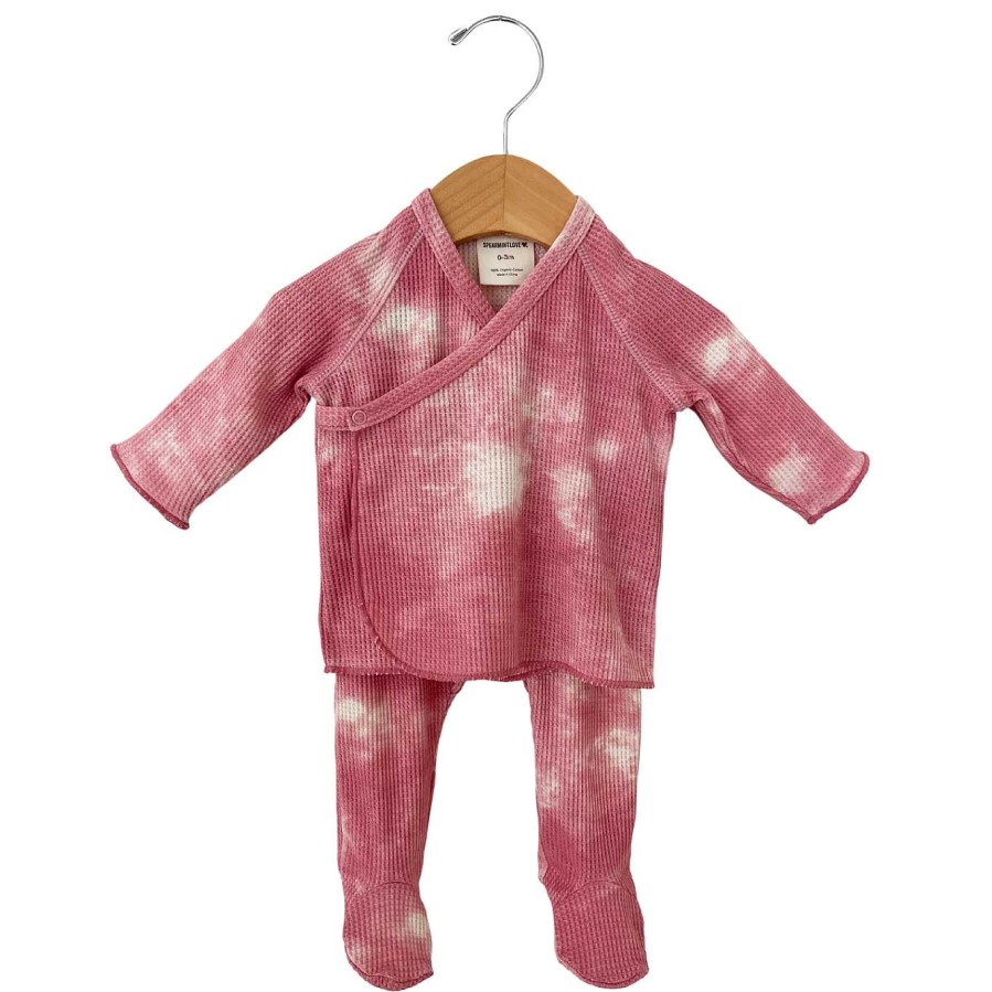 Girl SpearmintLOVE | Organic Waffle Kimono & Pant Set, Orchid Pink Tie Dye