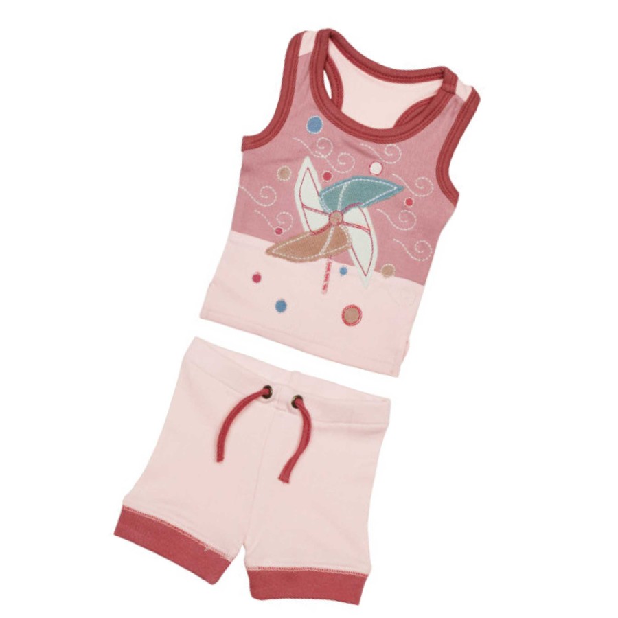 Girl L'ovedbaby | Applique Tank & Bike Short Set, Pinwheel