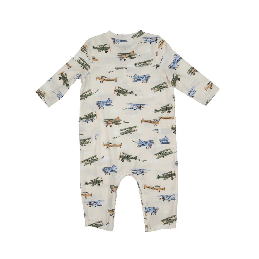 Boy Angel Dear | Henley Romper, Vintage Airplane