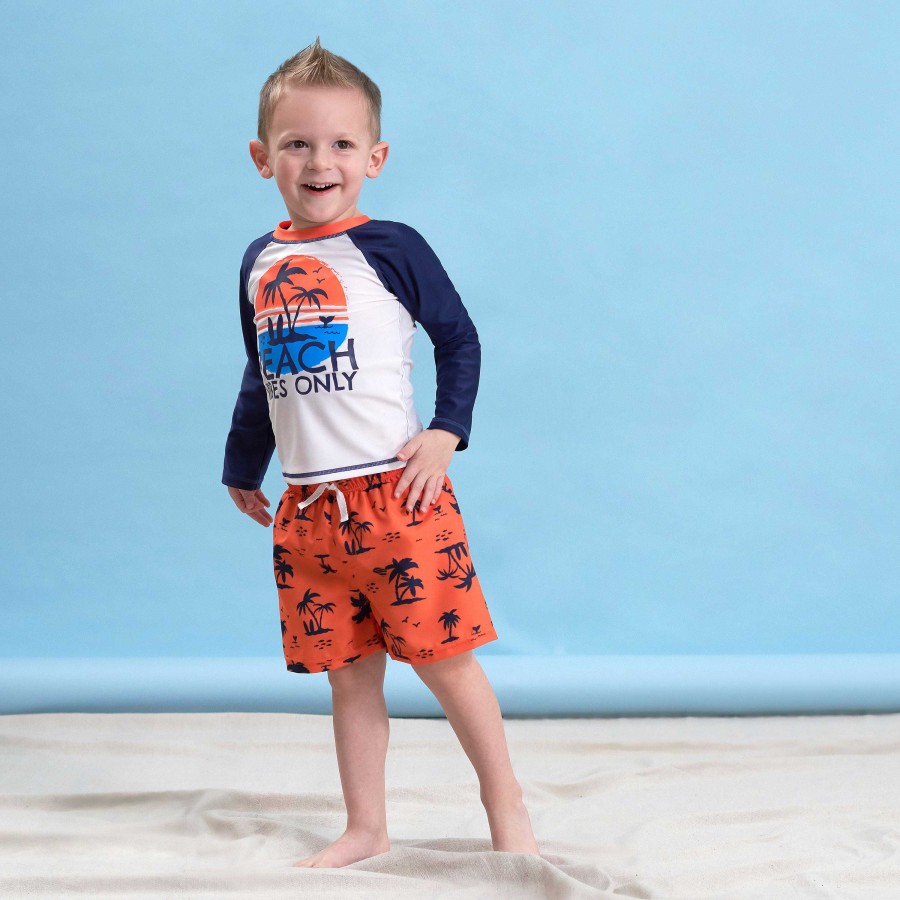 Boy Gerber Childrenswear | Rash Guard & Swim Trunks Set, Beach Vibes