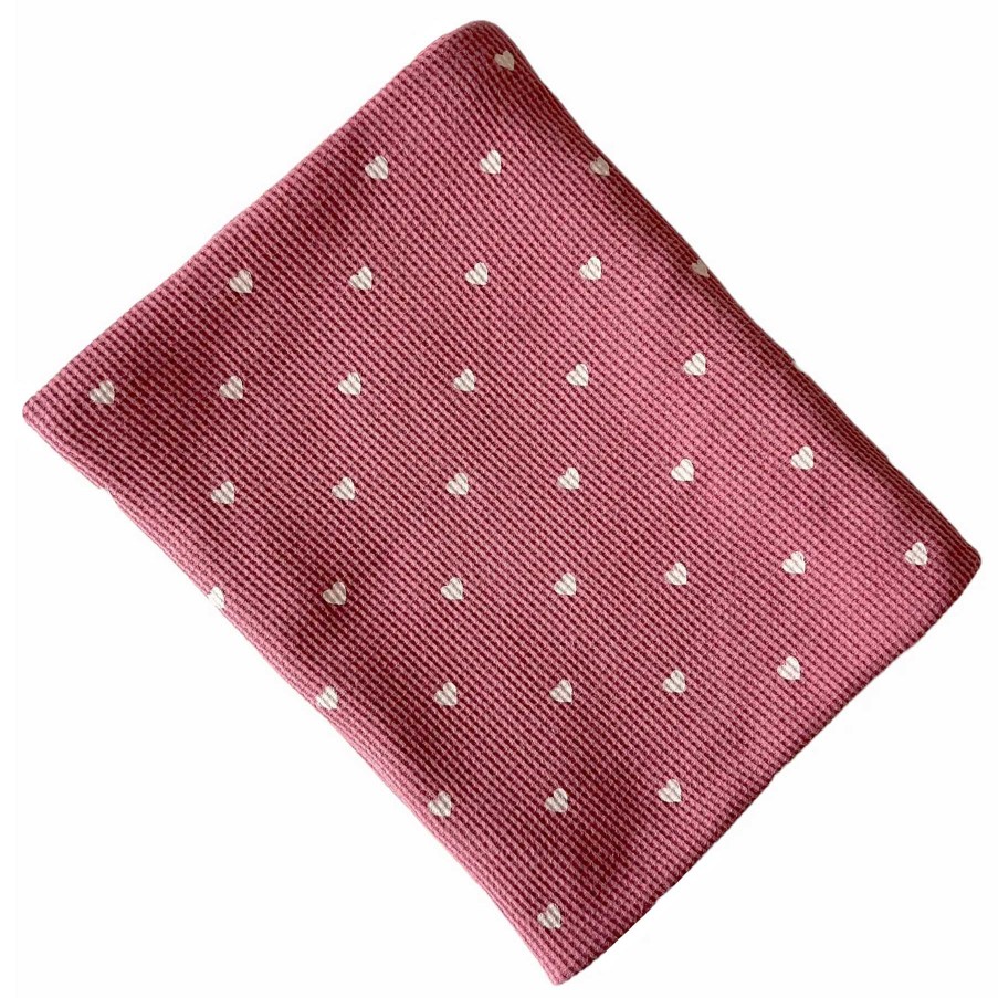 Baby Stuff SpearmintLOVE | Organic Cotton Waffle Swaddle Blanket, Mauve Heart