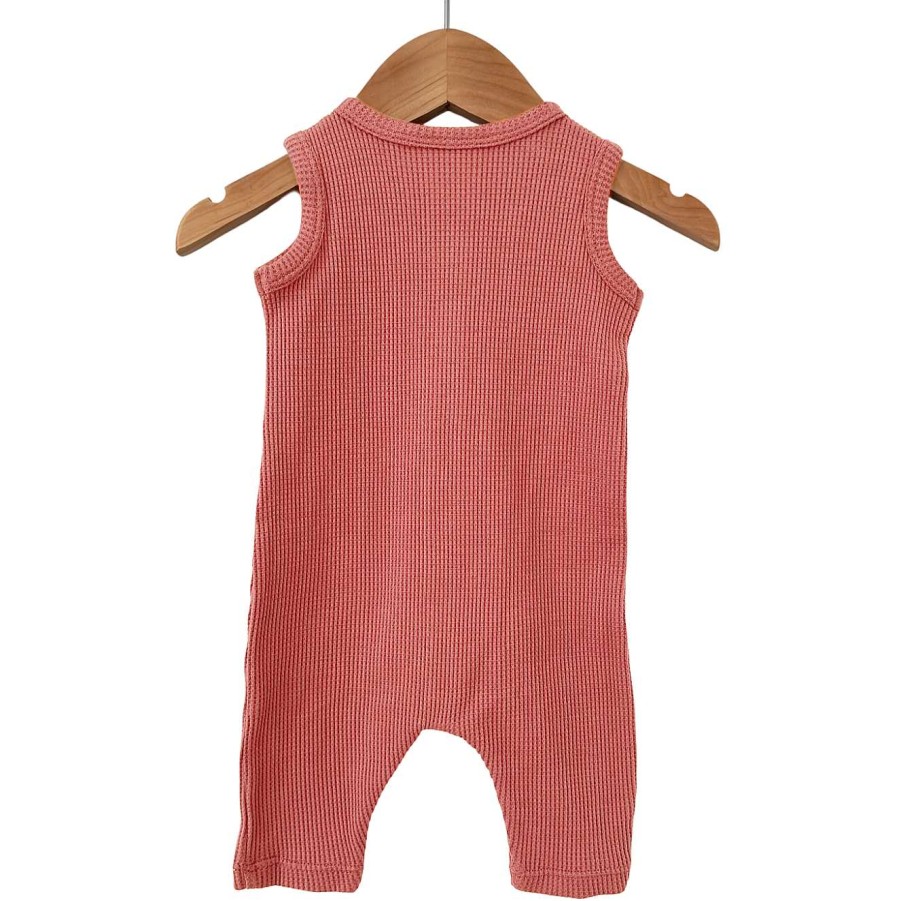 Girl SpearmintLOVE | Organic Waffle Easy Romper, Dusty Rose