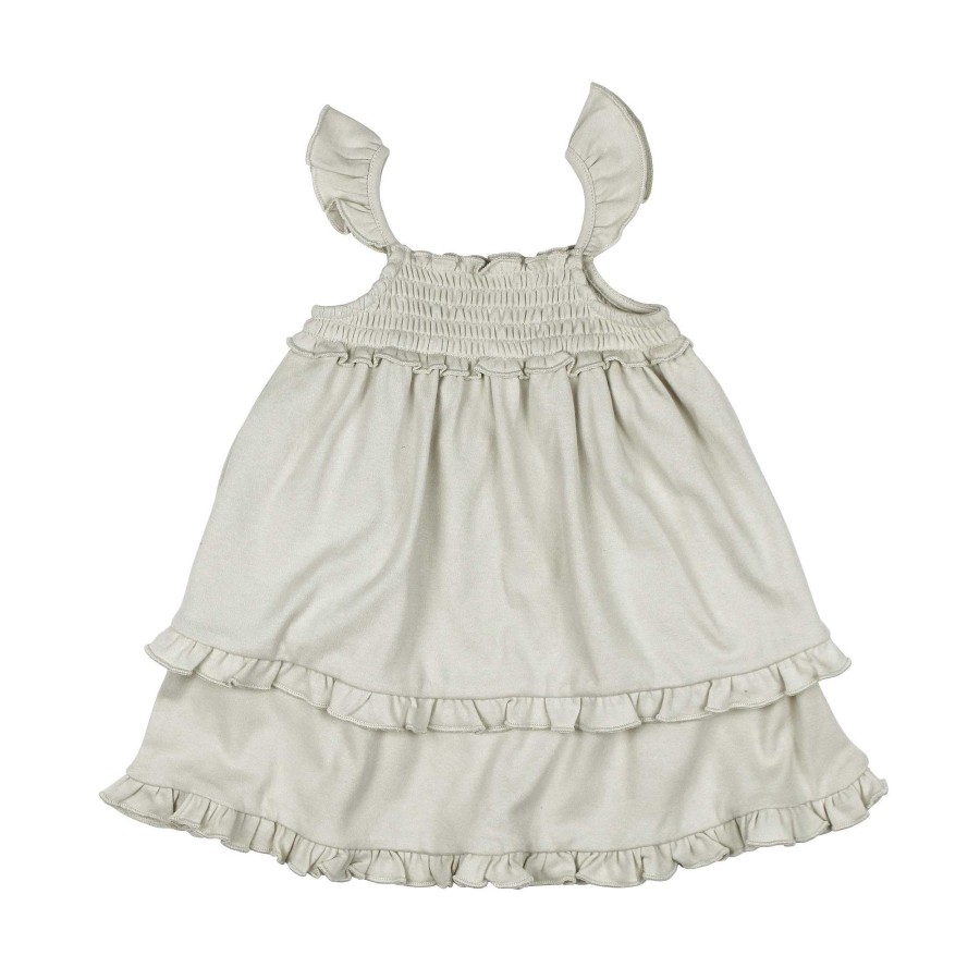 Girl L'ovedbaby | Organic Smocked Summer Dress, Stone