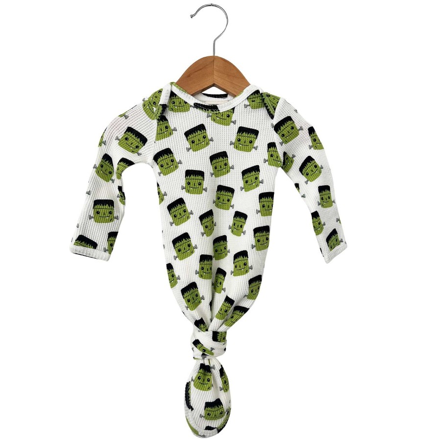 Boy SpearmintLOVE | Organic Waffle Knotted Gown, Halloween Monster