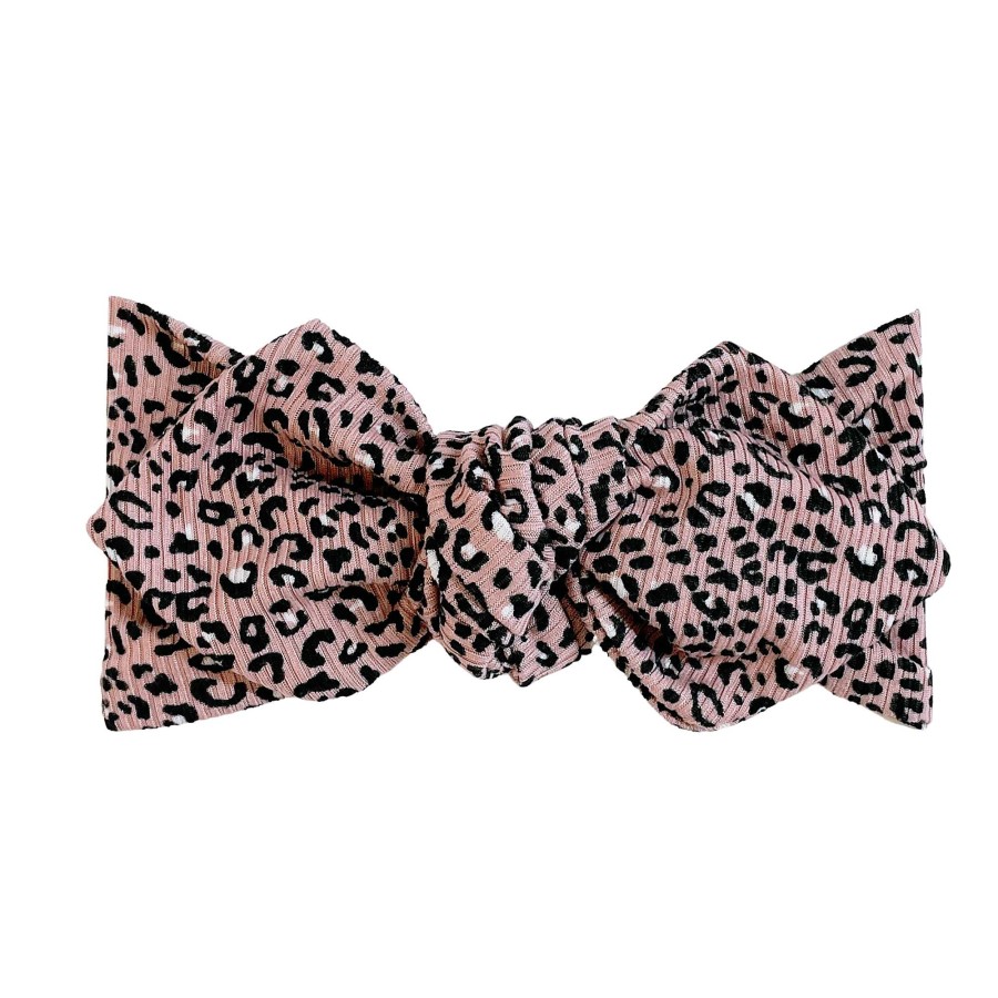 Girl Eyee Kids | Top Knot Headband, Ribbed Mauve Leopard