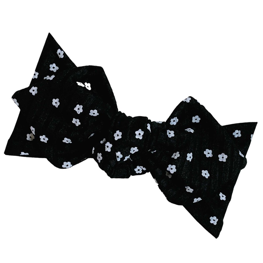 Girl Eyee Kids | Top Knot Headband, Ribbed Black/White Floral