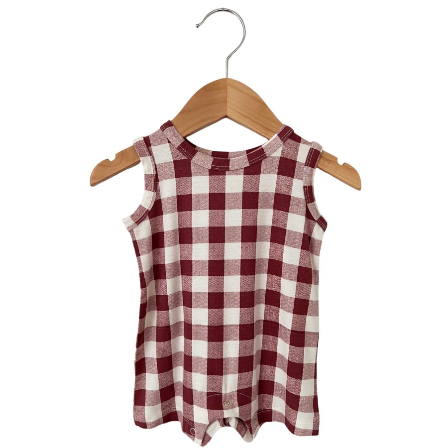 Boy SpearmintLOVE | Shortie Romper, Mulberry Plaid