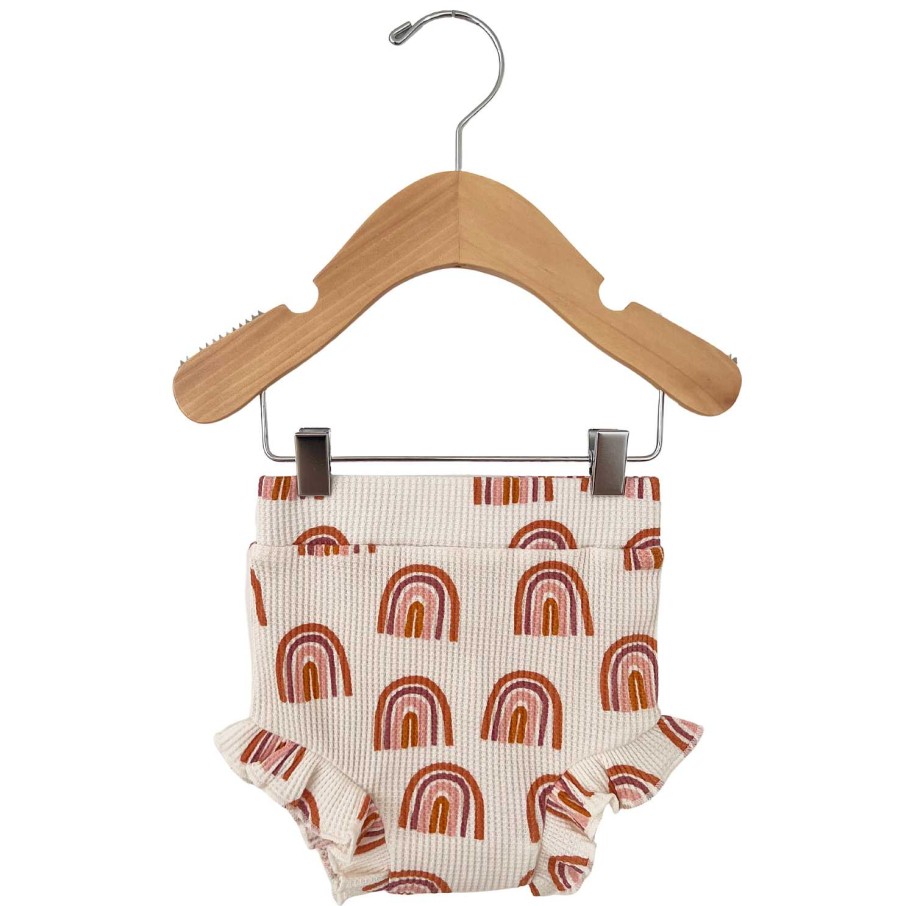 Girl SpearmintLOVE | Organic Waffle Ruffle Bloomer, Rust Rainbow