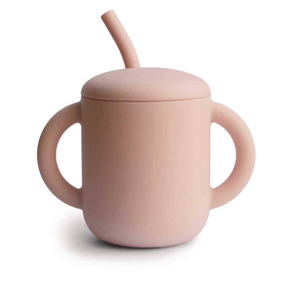 Baby Stuff mushie Sippy Cups | Silicone Training Cup With Straw, Blush