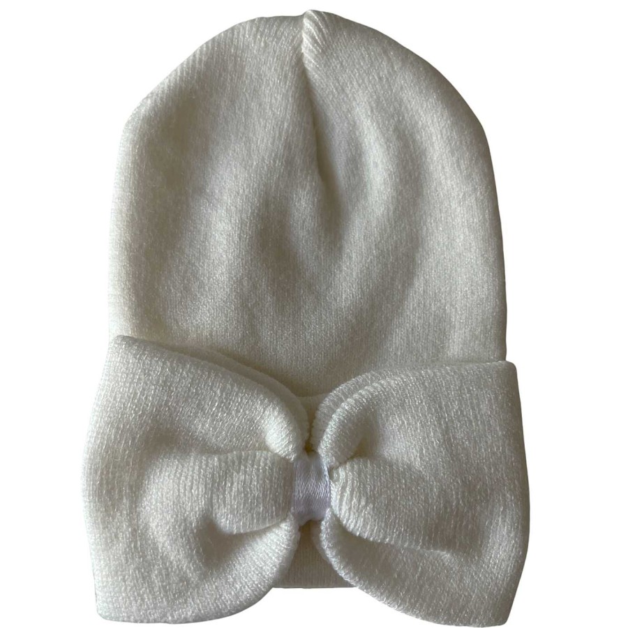 Accessories SpearmintLOVE | Baby'S First Hat, Warm White Bow