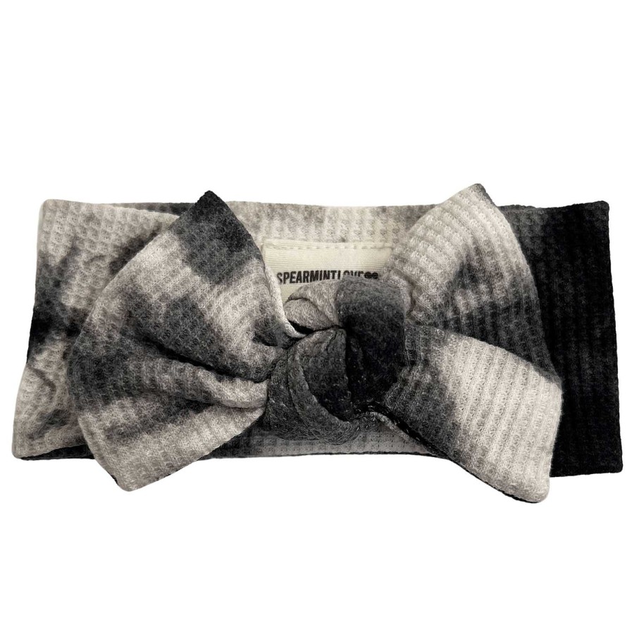 Girl SpearmintLOVE | Organic Waffle Knot Bow, Black Tie Dye