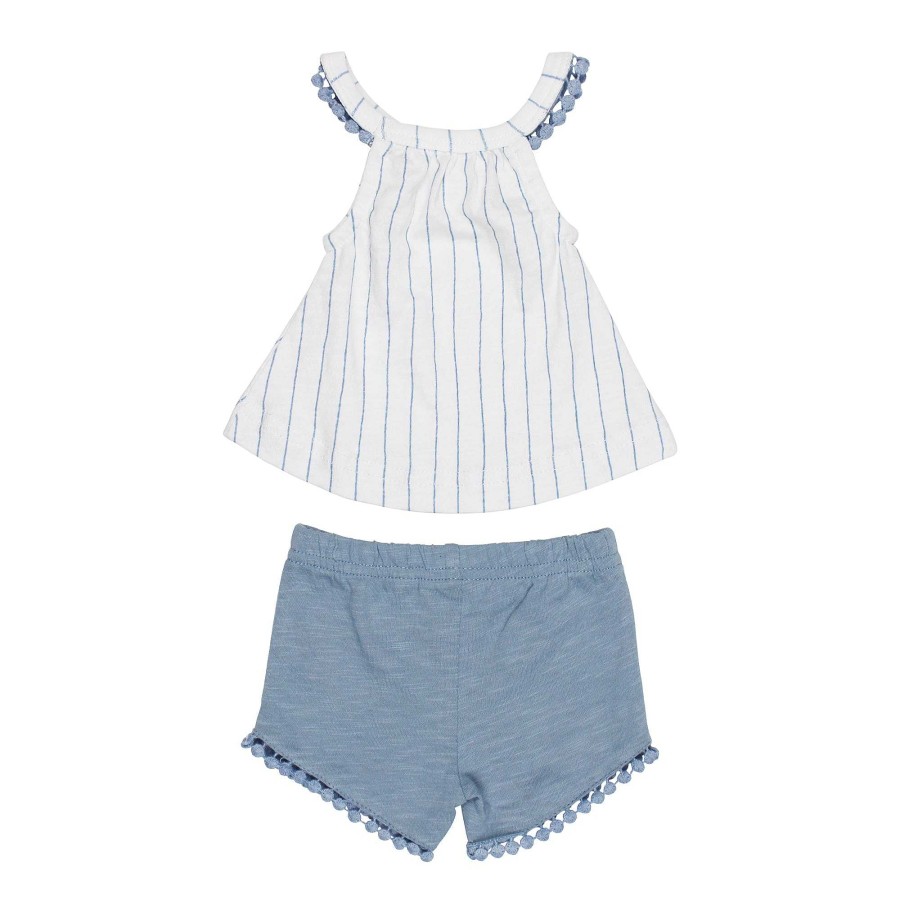 Girl L'ovedbaby | Organic Tank & Tap Short Set, Pool Pinstripe