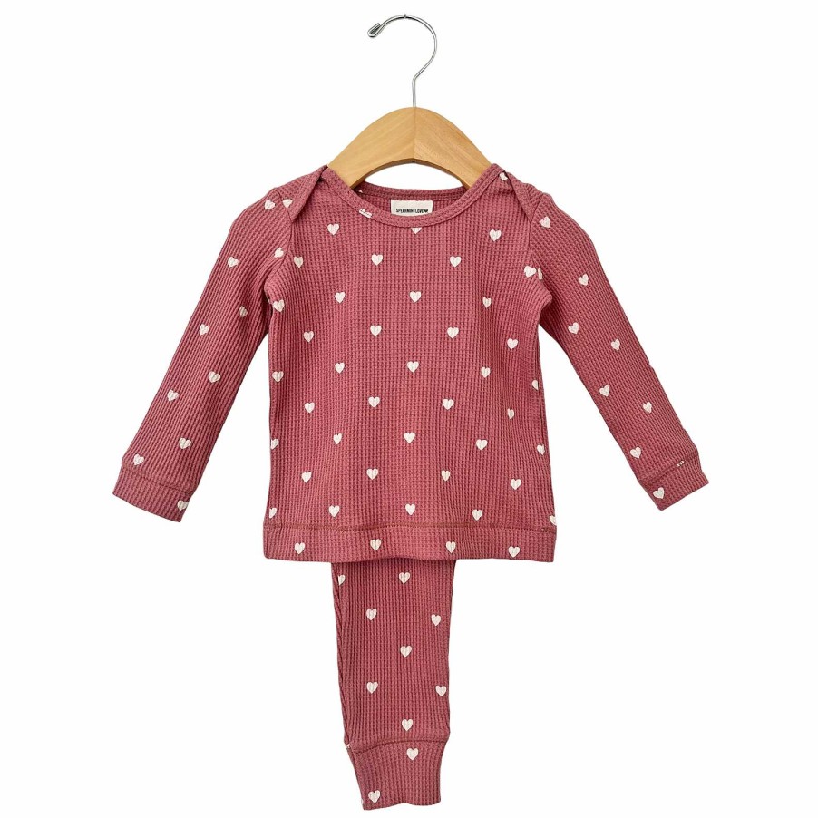 Girl SpearmintLOVE | Organic Waffle 2-Piece Set, Mauve Heart