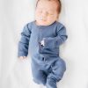 Girl L'ovedbaby | Organic Snap Footed Romper, Slate