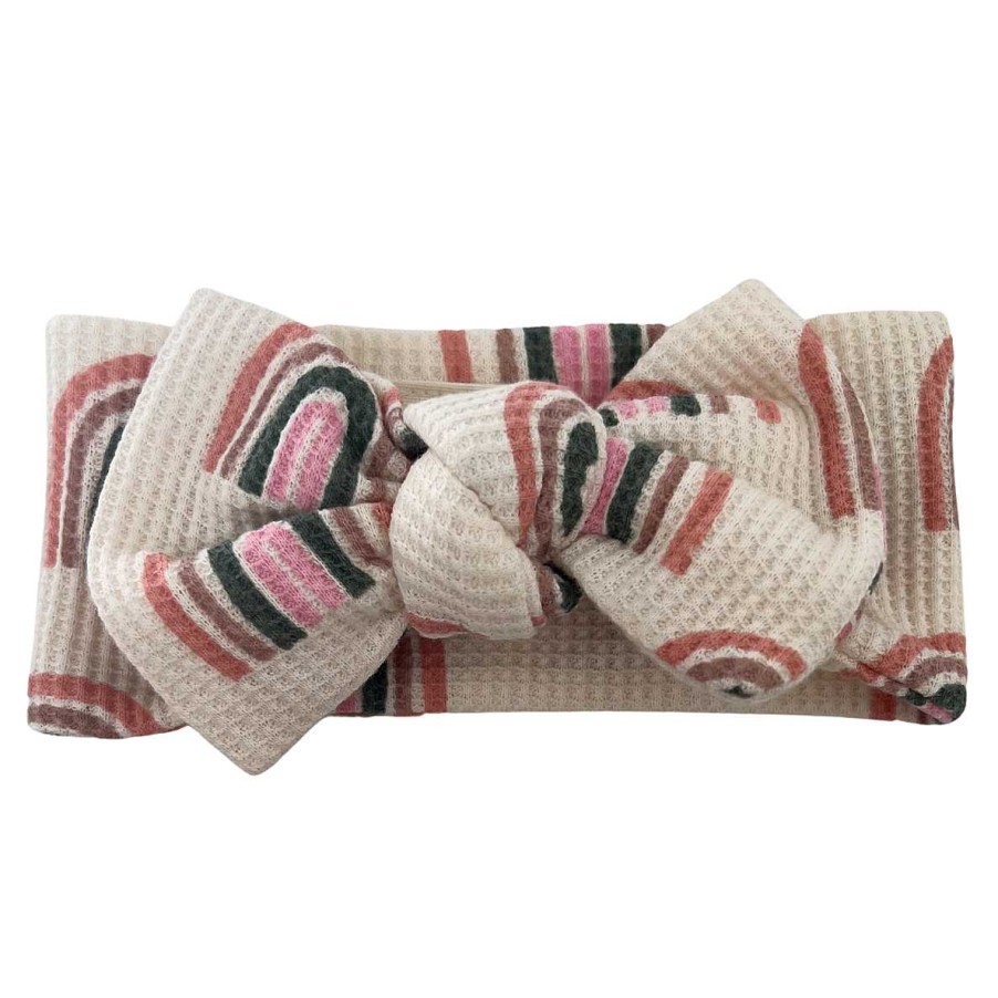 Girl SpearmintLOVE | Organic Waffle Knot Bow, Pink Rainbow