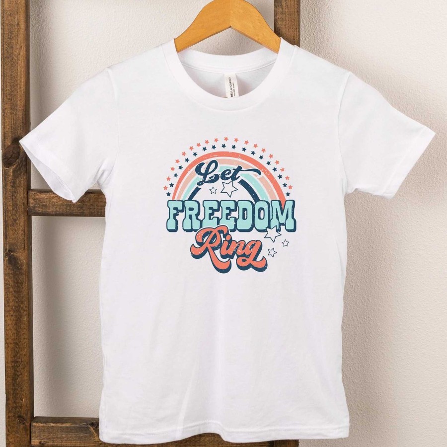 Boy The Juniper Shop | Let Freedom Ring Rainbow Short Sleeve Tee, White