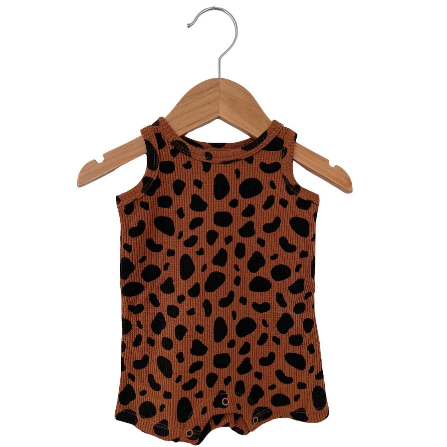 Boy SpearmintLOVE | Organic Waffle Shortie Romper, Black Spot