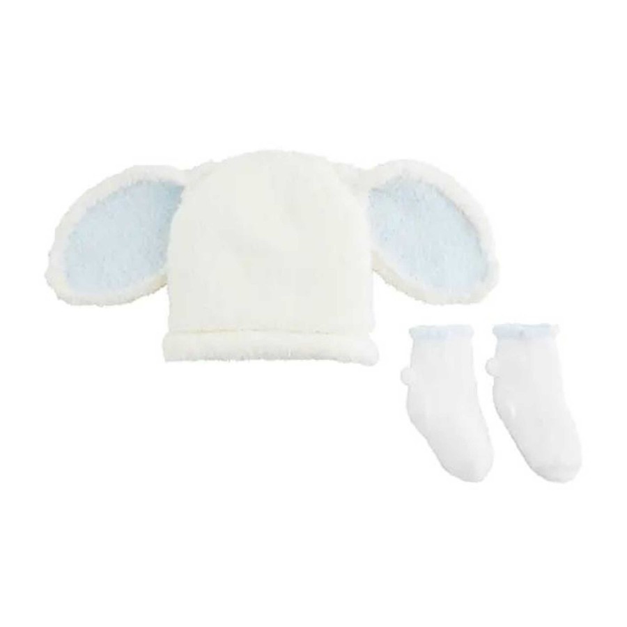 Girl Mud Pie | Blue Chenille Bunny Hat & Sock Set