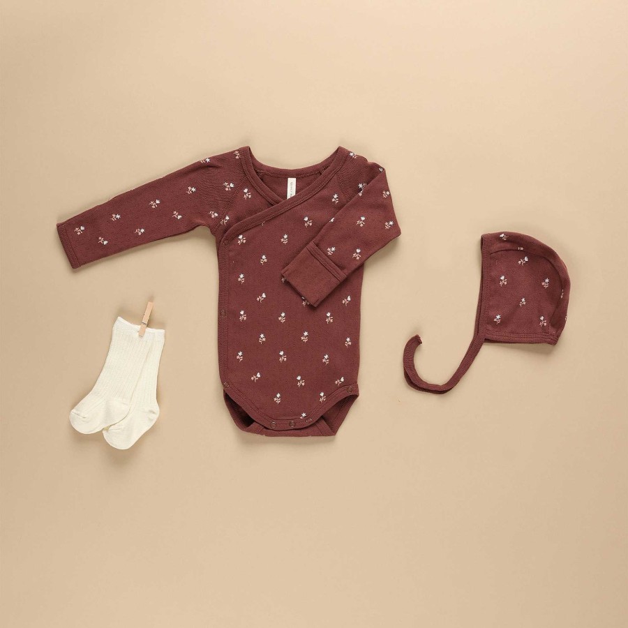 Girl Quincy Mae | Organic Side-Snap Bodysuit, Plum Fleur