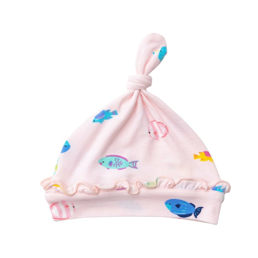 Accessories Angel Dear | Ruffle Knot Beanie, Tropical Fish Pink